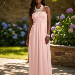 City Triangles Strapless Blush Maxi Dress